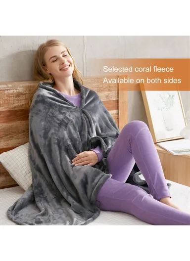 Heated Blanket Soft Comfortable Fast Heating Electric Blanket Throw with 3 Heating Settings - Grey