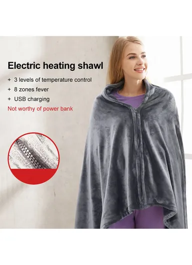 Heated Blanket Soft Comfortable Fast Heating Electric Blanket Throw with 3 Heating Settings - Grey