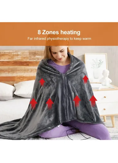 Heated Blanket Soft Comfortable Fast Heating Electric Blanket Throw with 3 Heating Settings - Grey
