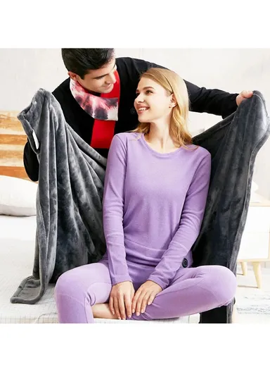 Heated Blanket Soft Comfortable Fast Heating Electric Blanket Throw with 3 Heating Settings - Grey