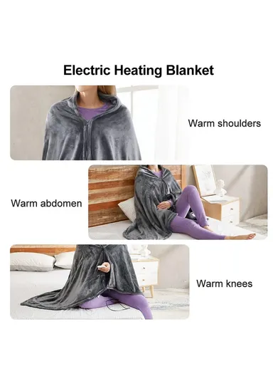 Heated Blanket Soft Comfortable Fast Heating Electric Blanket Throw with 3 Heating Settings - Grey