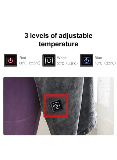 Heated Blanket Soft Comfortable Fast Heating Electric Blanket Throw with 3 Heating Settings - Grey