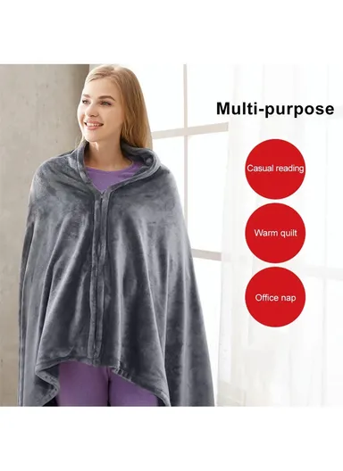 Heated Blanket Soft Comfortable Fast Heating Electric Blanket Throw with 3 Heating Settings - Grey