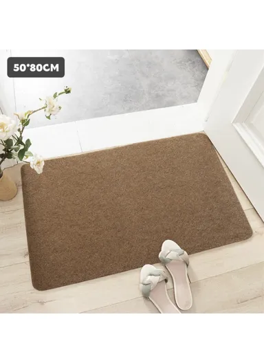 50x80cm Simple Style Non-Slip Door Entrance Mat Dust-proof Floor Rug Carpet - Camel