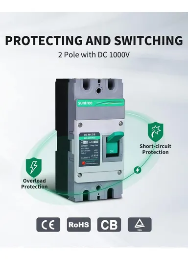 140A 2P DC High-Quality Circuit Breaker SM8-250HPV/2 (L9 x W8.6 x H20)cm