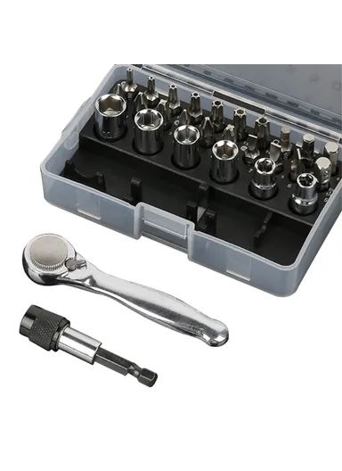 28Pcs Mini Mechanic Tool Kits Portable Ratchet Wrench Set With 72 Teeth Reversible Ratchet (Metric)