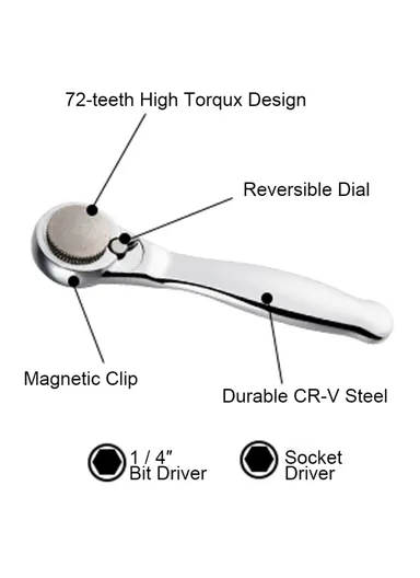 28Pcs Mini Mechanic Tool Kits Portable Ratchet Wrench Set With 72 Teeth Reversible Ratchet (Metric)