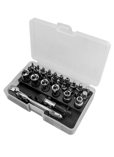 28Pcs Mini Mechanic Tool Kits Portable Ratchet Wrench Set With 72 Teeth Reversible Ratchet (Metric)