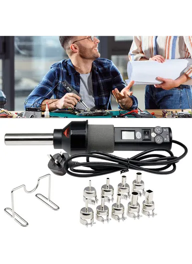 220V 450W Adjustable Electronic Hot Air Gun LCD With Recast 9 Nozzle