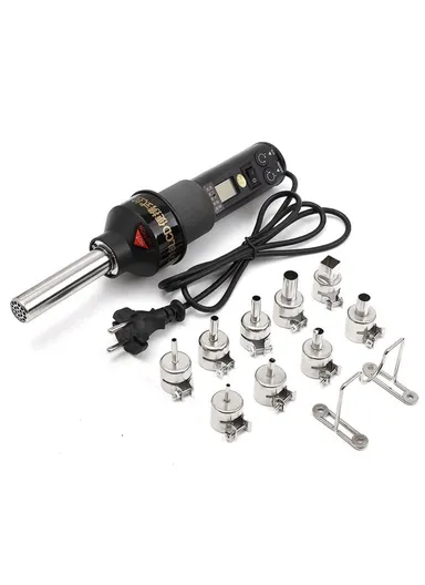 220V 450W Adjustable Electronic Hot Air Gun LCD With Recast 9 Nozzle