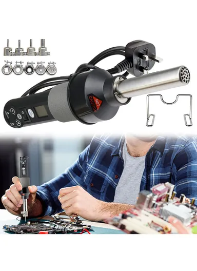 220V 450W Adjustable Electronic Hot Air Gun LCD With Recast 9 Nozzle