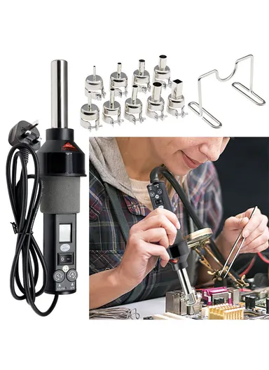 220V 450W Adjustable Electronic Hot Air Gun LCD With Recast 9 Nozzle