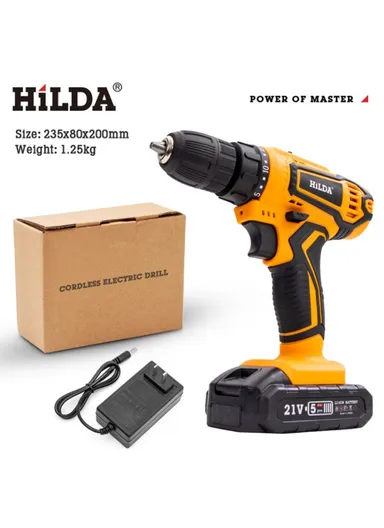 21V Rechargeable Cordless Woodworking Electric Drill &amp; Screwdriver With Two Speed Modes - EU Plug