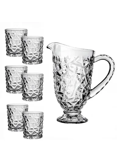 280ml 6 Pcs Luxurious Set Transparent Glass Cup With 1.2L Glass Jug