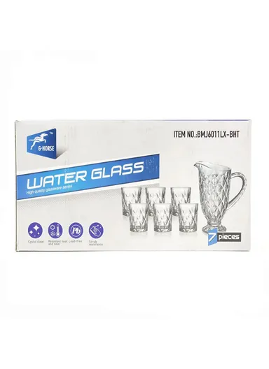 280ml 6 Pcs Luxurious Set Transparent Glass Cup With 1.2L Glass Jug