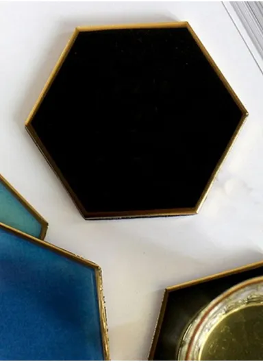 Gold-plated Ceramic Placemat Heat Insulation Cup Coaster Table Mats Pads - Black