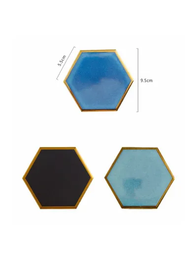 Gold-plated Ceramic Placemat Heat Insulation Cup Coaster Table Mats Pads - Black