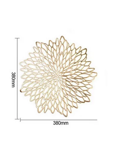 Flower Design Gold Silver PVC Placemat Decorative Table Pad Heat Insulation Anti-slip Mat - Silver