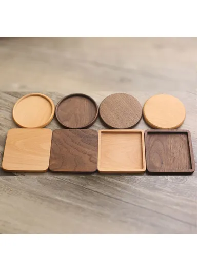 8.8cm Black Walnut Wood Thicken Coaster Kitchen Heat Resistant Tea Coffee Cup Mat Insulation Pad Dining Table Decor - Round