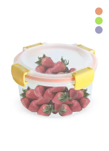  650ML Plastic Food Container With Airtightighting Closing Tabs Microwave, Freezer, &amp; Dishwasher Safe dm-118 (D14 x H8)cm