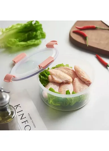  650ML Plastic Food Container With Airtightighting Closing Tabs Microwave, Freezer, &amp; Dishwasher Safe dm-118 (D14 x H8)cm