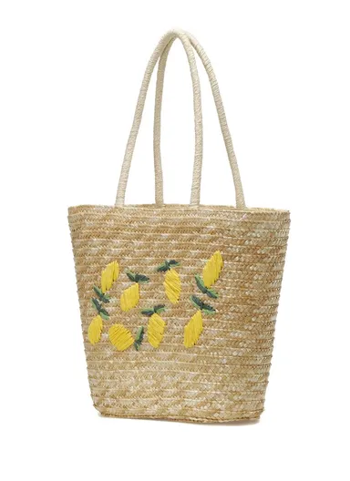 WICKER LEMON BEACH 3FX Sand Color Women Beach Bag