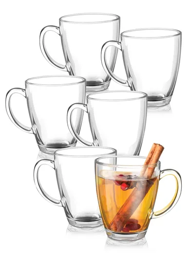 310ml 6 Pcs Glass Transparent Heatproof Cups With Handle For Tea &amp; Coffee BMZB29-3 (D9 x H10)cm