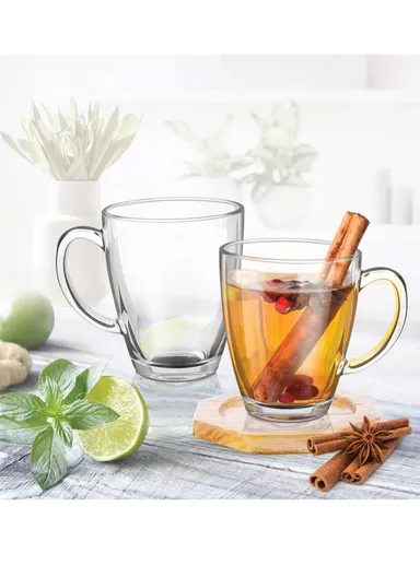 310ml 6 Pcs Glass Transparent Heatproof Cups With Handle For Tea &amp; Coffee BMZB29-3 (D9 x H10)cm