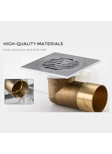 Chrome Drainer With Brass Body For Bathroom G81054 (L10 x W10 x H4)cm