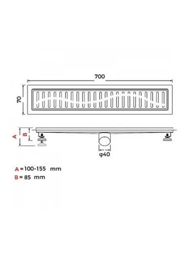 7x70cm Stainless Steel Long Floor Drainer For Bathroom G87007-3