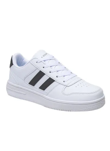 Men's Versatile Casual Round-Toe Stripped Sneakers CSM-061 - White &amp; Black