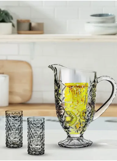 330ml 6 Pcs Luxurious Set Transparent Glass Cup With 1.2L Glass Jug