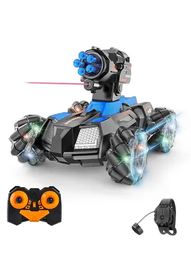 Plastic Safety Bullet Shooting Car With Remote &amp; Gesture Control Watch LH-C034B (L16.5 x W22.5 x H17.5)cm - Blue