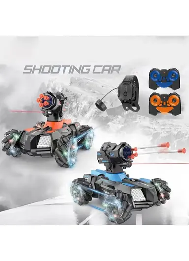 Plastic Safety Bullet Shooting Car With Remote &amp; Gesture Control Watch LH-C034B (L16.5 x W22.5 x H17.5)cm - Blue