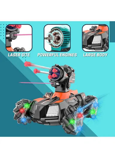 Plastic Safety Bullet Shooting Car With Remote &amp; Gesture Control Watch LH-C034B (L16.5 x W22.5 x H17.5)cm - Blue