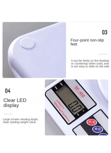 10Kg/1g Electronic Kitchen Scale with Digital LCD Display SF-400