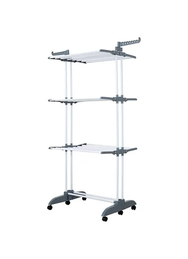 Foldable Space-Saving Clothes Drying Rack With 6 Wheels &amp; Foldable Bars &amp; Base
