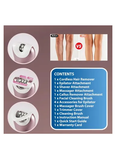 1200mAh 5 in 1 Women's Hair Remover With Versatile Attachments, Waterproof Design &amp; Long-Lasting Performance 