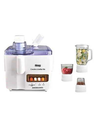 650W 4-In-1 Multi-Function Food Processor With Deluxe Juicer, Glass Blender, Food Chopper &amp; Grinder For Effortless Culinary Creations KJ3053 - White