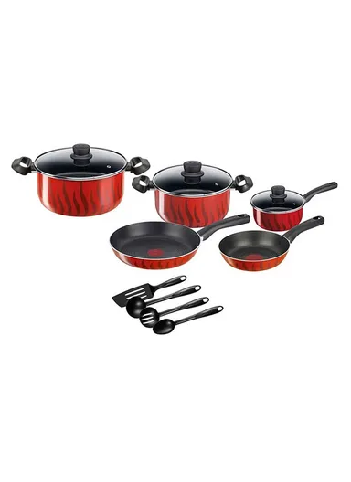 12 Pcs  Aluminum Set 16cm Saucepan, 22/26cm Stewpots With Lids &amp; 20/26cm Frypans, Spoon, Ladle, Slotted Ladle, Spatula C3079282