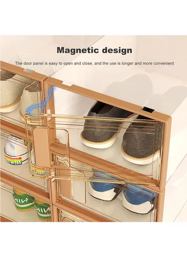 4 Pcs Clear-Door Stackable Shoe Boxes for Stylish Storage (W56 x D36 x H42) cm