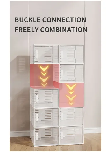 4 Pcs Clear-Door Stackable Shoe Boxes for Stylish Storage (W56 x D36 x H42) cm