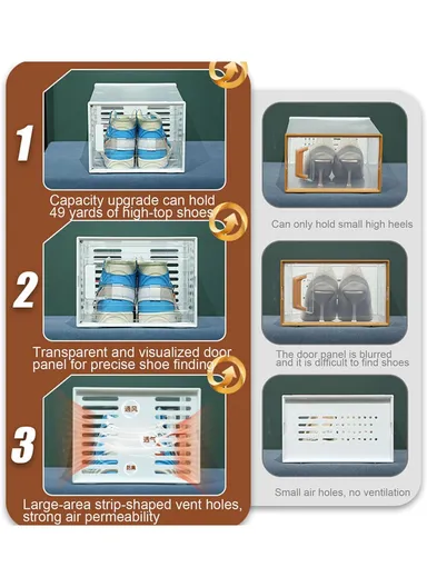 4 Pcs Clear-Door Stackable Shoe Boxes for Stylish Storage (W56 x D36 x H42) cm