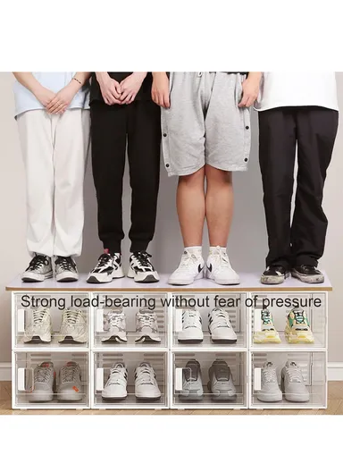 4 Pcs Clear-Door Stackable Shoe Boxes for Stylish Storage (W56 x D36 x H42) cm