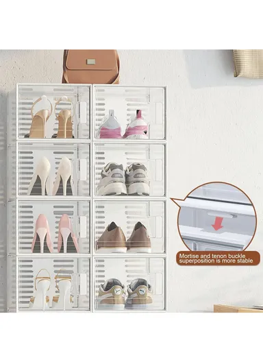 4 Pcs Clear-Door Stackable Shoe Boxes for Stylish Storage (W56 x D36 x H42) cm