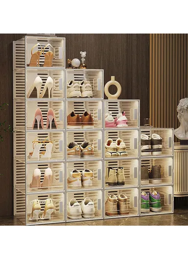 4 Pcs Clear-Door Stackable Shoe Boxes for Stylish Storage (W56 x D36 x H42) cm