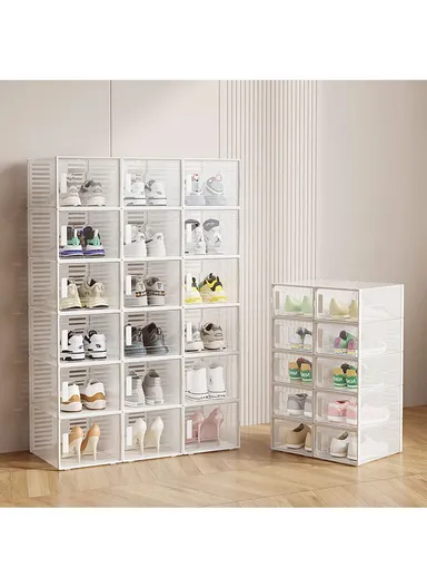 4 Pcs Clear-Door Stackable Shoe Boxes for Stylish Storage (W56 x D36 x H42) cm
