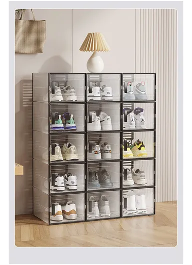 4 Pcs Clear-Door Stackable Shoe Boxes for Stylish Storage (W56 x D36 x H42) cm
