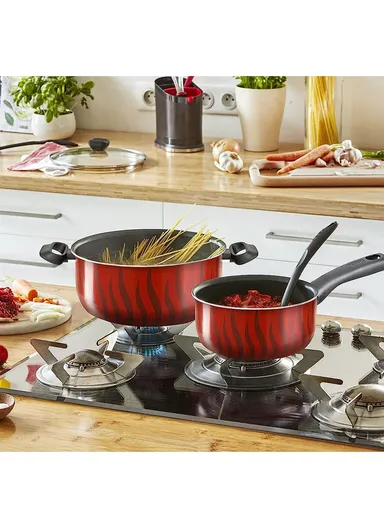 14 Pcs  Aluminum Set 16cm Saucepan, 24/28cm Stewpots With Lids &amp; 24/28cm Frypans, Spoon, Ladle, Potato Masher, 28cm Kebbe, Spatula, 22 x 29cm Oven Dish C3079383