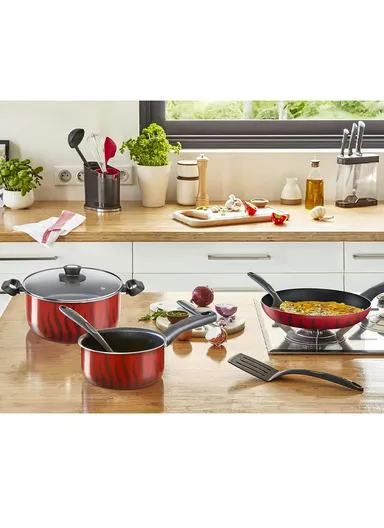 14 Pcs  Aluminum Set 16cm Saucepan, 24/28cm Stewpots With Lids &amp; 24/28cm Frypans, Spoon, Ladle, Potato Masher, 28cm Kebbe, Spatula, 22 x 29cm Oven Dish C3079383